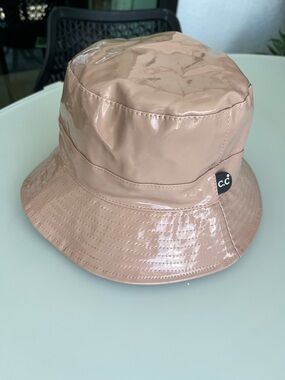 C.C Glossy Bucket Hat in Nude Pink